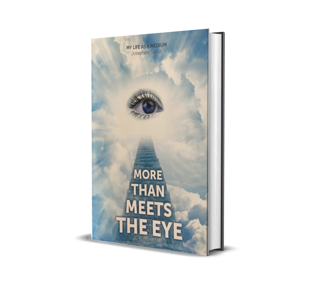 book cover with a stairway to heaven with an ey at the top