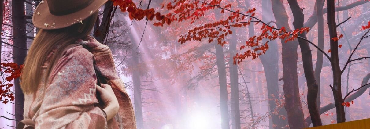 enhance emotional well-being - what you need to know! A lady standing in the entry of a red forest wondering weather to explore or walk away!