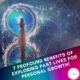 A lady standing in a vortex and ancient clock behind her - 7 Benefits of Exploring Past Lives for Personal Growth- with a spiritual mentor Lorraine Nilon