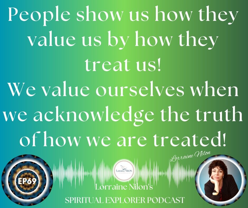 Lorraine Nilon photo with how people treat us quote: People show us how they value us by how they treat us! We value ourselves when we acknowledge the truth of how we are treated!