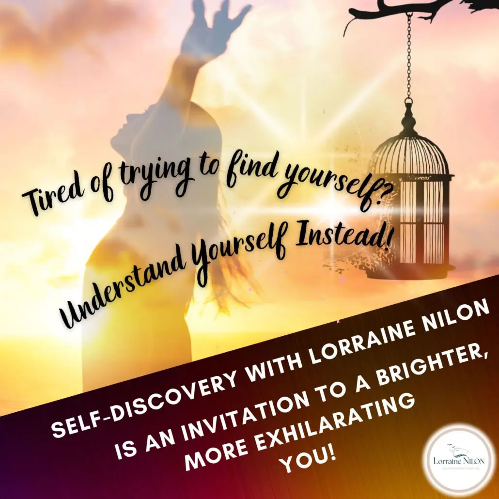 Lady arms out wide in sunset behind her is a bird cage with door open! Lorraine Nilon -Personal Transformational online courses and workshops. Self-understanding instead of trying to Find self.