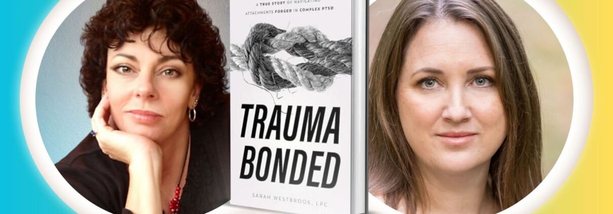 trauma bonded - knotted rope book cover with Lorraine Nilon and Sarah Westbrook photos