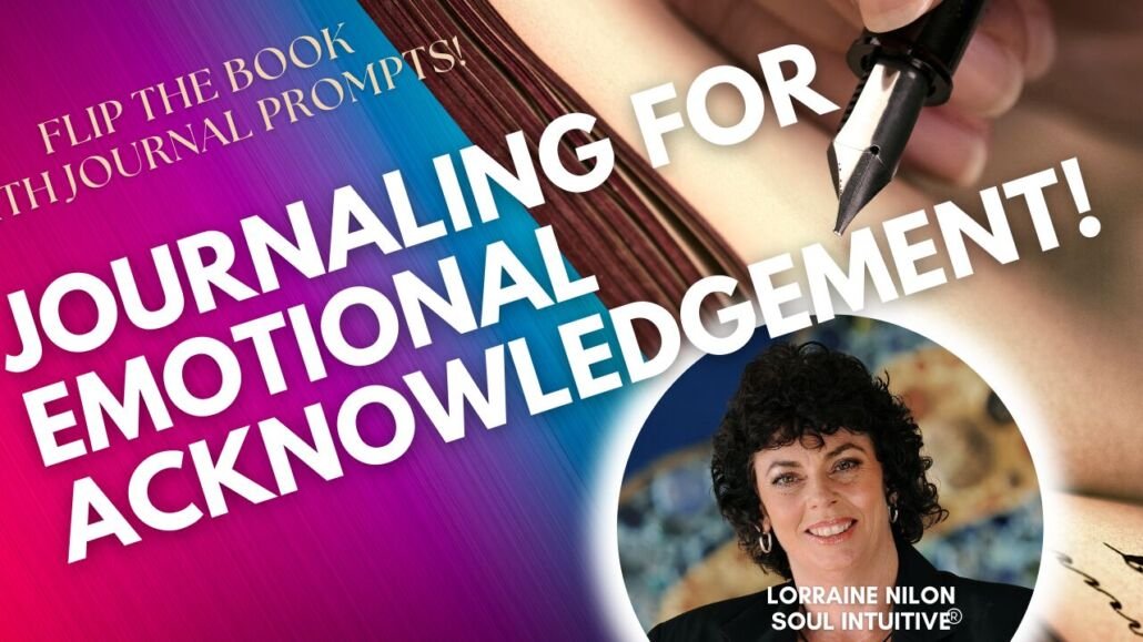 Fli The Book - a Youtube short videos with Journal prompts- image of a pen and journal and photo of Lorraine Nilon