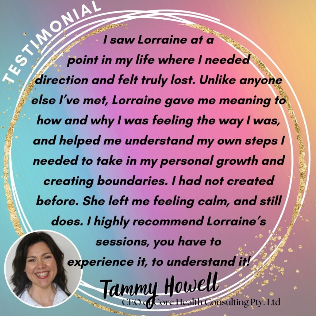 Smiling photo of tammy Howell with a testimonial for Lorraine Nilon-Soul Inuitive session