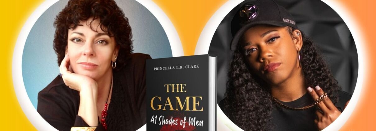 Photo of Princella Clark -The Queen Maker and Lorraine Nilon. Podcast with book 41 Shades of Men: The Pursuit to Subdue and Use You