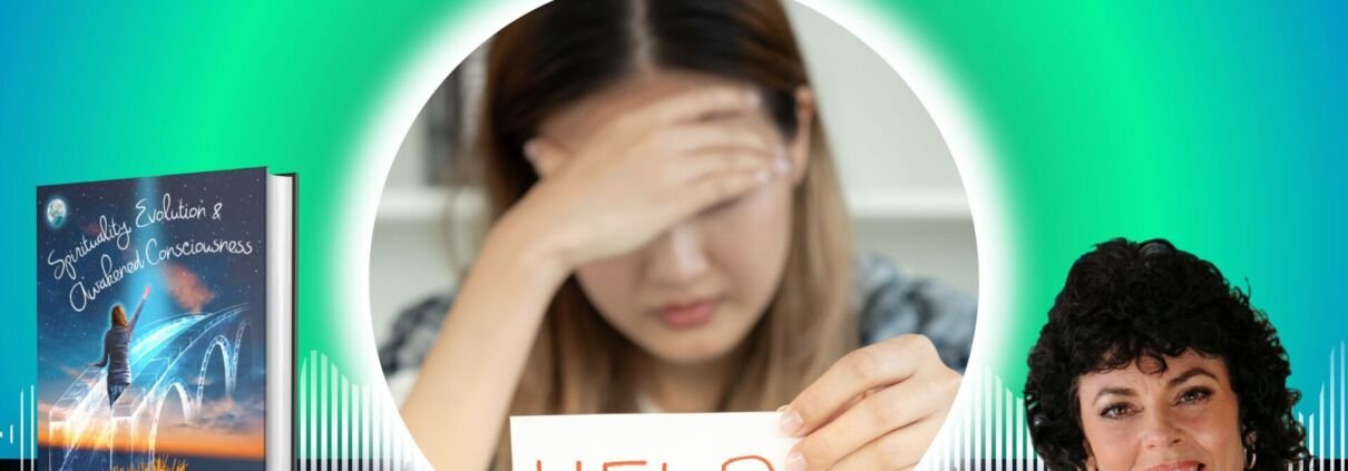 emotional triggers podcast; A Lady hand on head -distressed with sign help! Lorraine Nilon photo