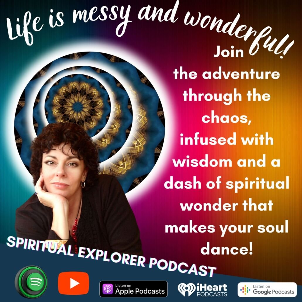 photo of Lorraine Nilon - Spiritual journey podcast with cirles interlinking circles - representing the entwinement of life and our emotions.